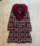 Plaid Coat Faux Fur Collar